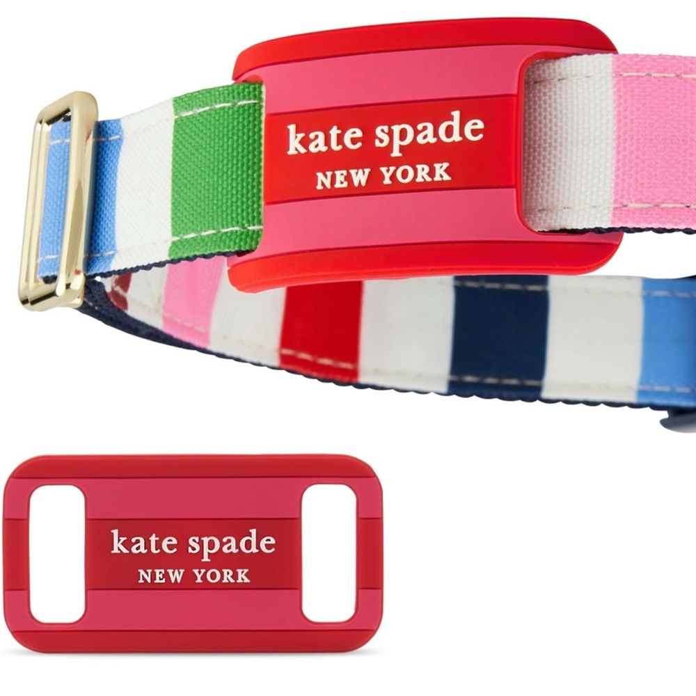 NIB Kate Spade Seaside Strip Dog Collar AirTag Case